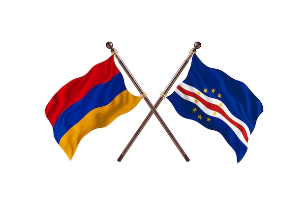 Armenia versus Cabo Verde Two Countries Flags Background