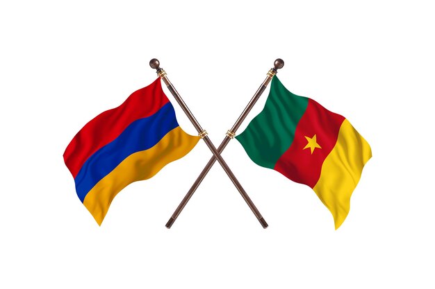 Armenia versus Cameroon Two Countries Flags Background