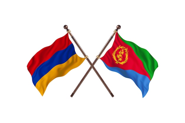 Armenia versus Eritrea Two Countries Flags Background