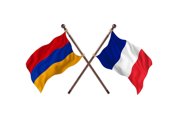 Armenia versus France Two Countries Flags Background