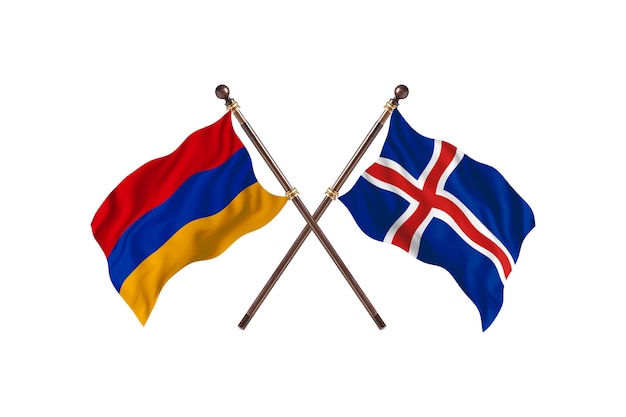 Armenia versus Iceland Two Countries Flags Background