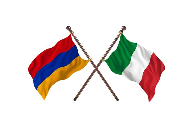 Armenia versus Italy Two Countries Flags Background