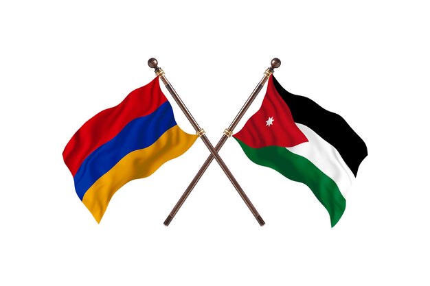 Armenia versus Jordan Two Countries Flags Background