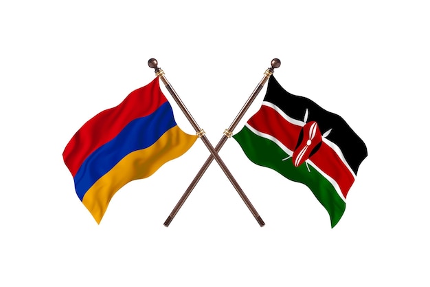 Armenia versus Kenya Two Countries Flags Background