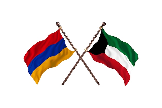 Armenia versus Kuwait Two Countries Flags Background