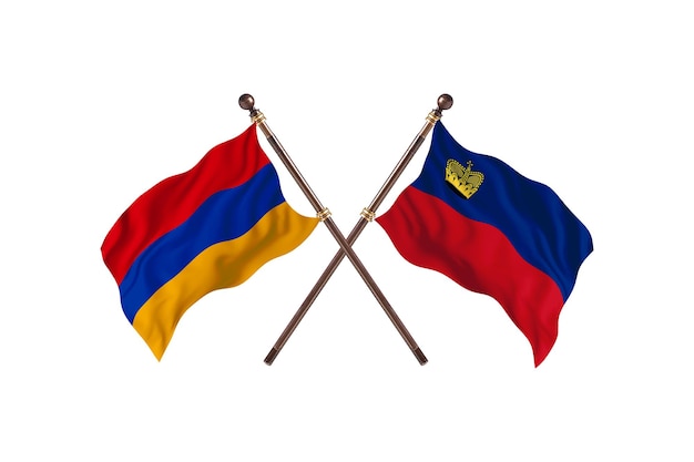 Armenia versus Liechtenstein Two Countries Flags Background