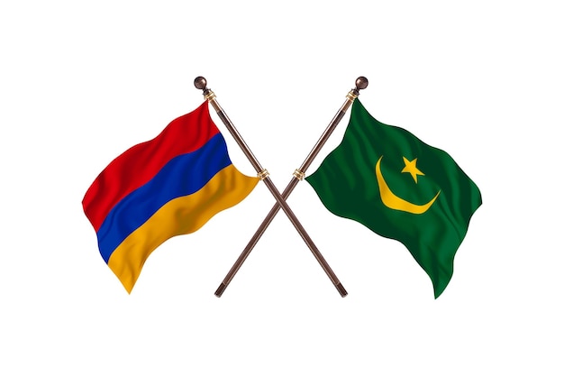 Armenia contro mauritania due bandiere di paesi background