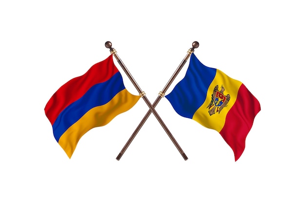 Armenia versus Moldova Two Countries Flags Background