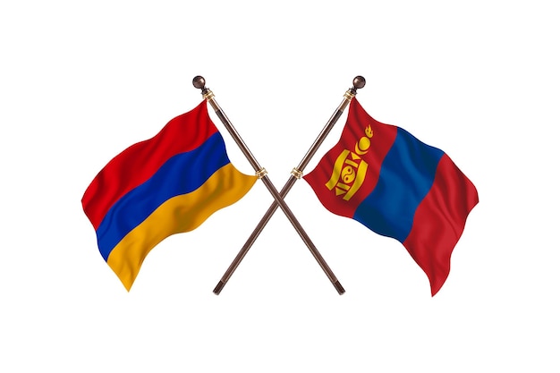 Armenia versus Mongolia Two Countries Flags Background