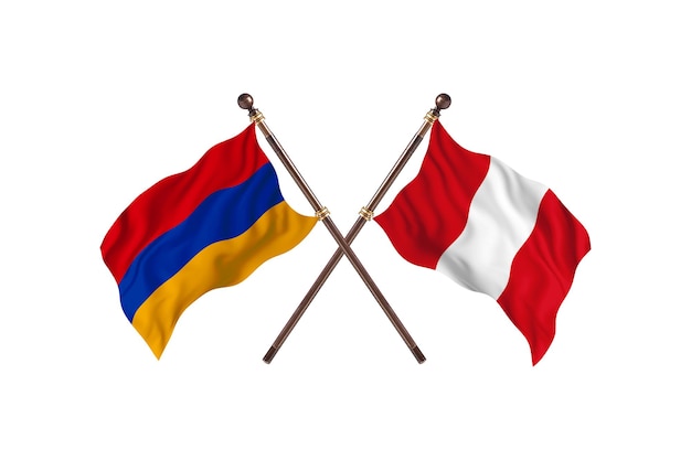 Armenia versus Peru Two Countries Flags Background