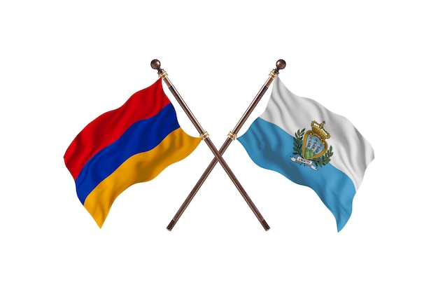 Armenia versus San Marino Two Countries Flags Background