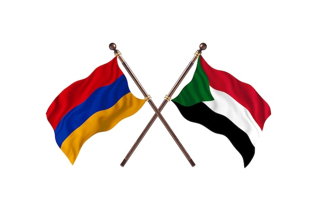 Армения против Судана Фона флаги двух стран