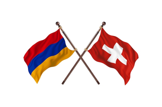 Armenia versus Switzerland Two Countries Flags Background