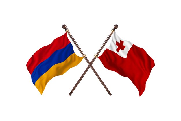 Armenia versus Tonga Two Countries Flags Background