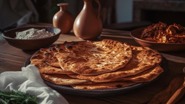 Armenian lavash cooked in the oven pita bread generative ai