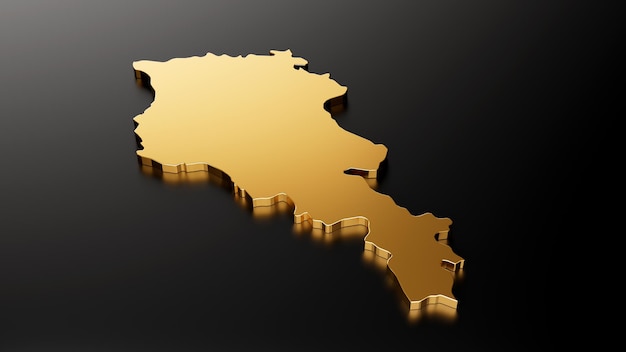 Armenië exclusieve gouden kaart op zwarte achtergrond 3d illustratie