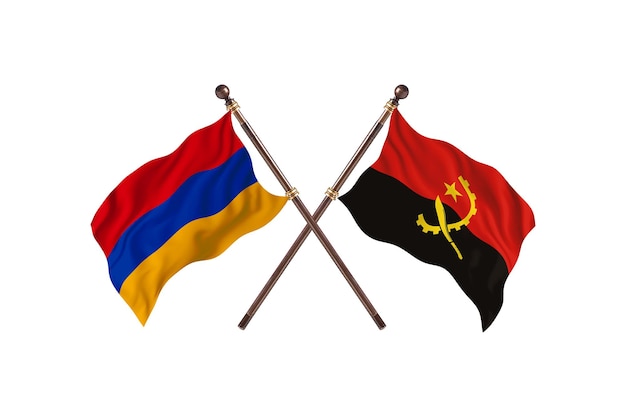 Armenië versus Angola twee landen vlaggen achtergrond