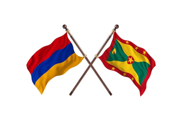 Armenië versus Grenada Twee landen vlaggen achtergrond