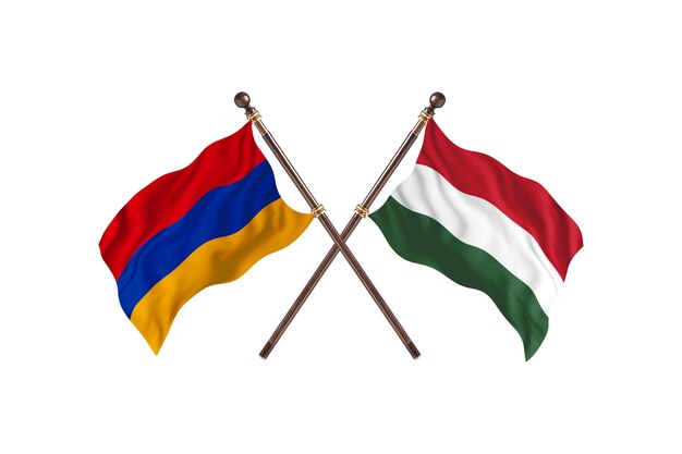 Armenië versus Hongarije twee landen vlaggen achtergrond