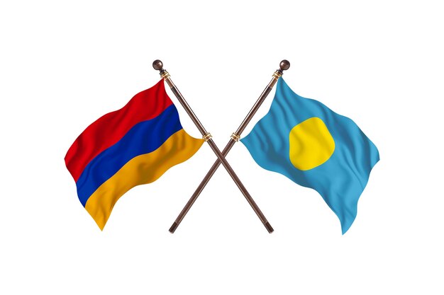 Armenië versus Palau twee landen vlaggen achtergrond