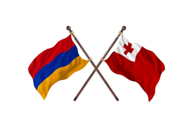 Armenië versus Tonga twee landen vlaggen achtergrond