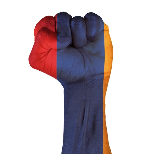 Armenië vlag afdruk met punch hand op een witte achtergrond