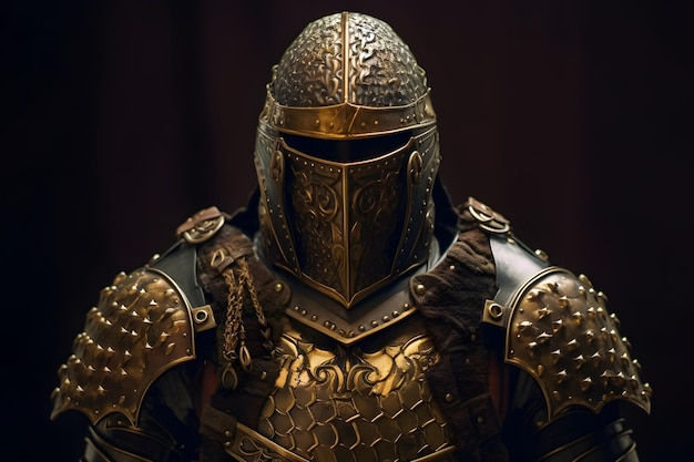 Armor knight on dark background generated ai