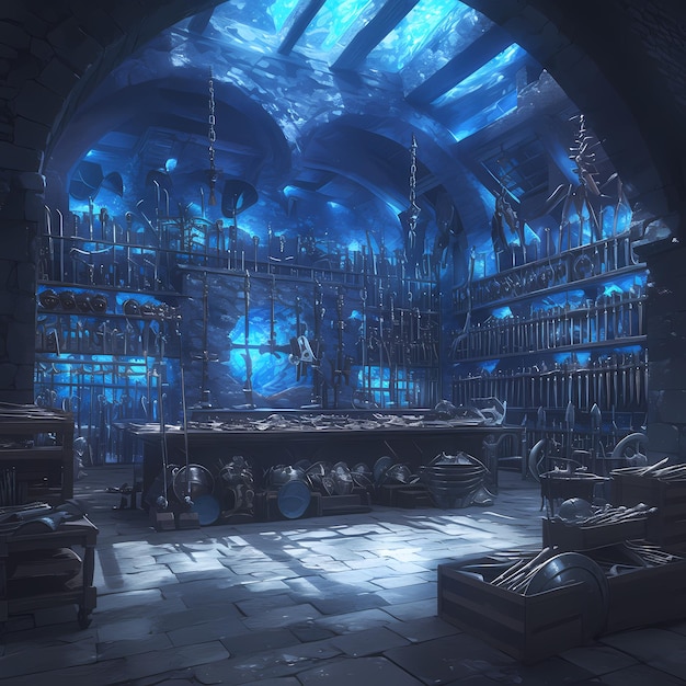 Photo armory treasure vault medieval fantasy world