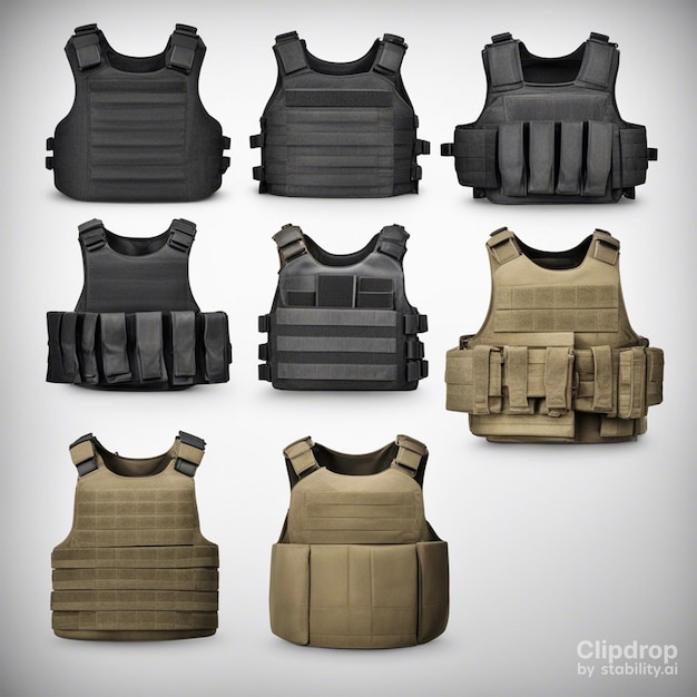 Army bulletproof vest on white background