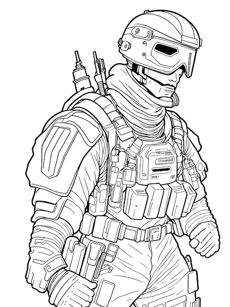 Army commando coloring page