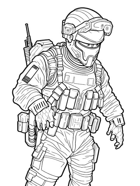 Army commando coloring page