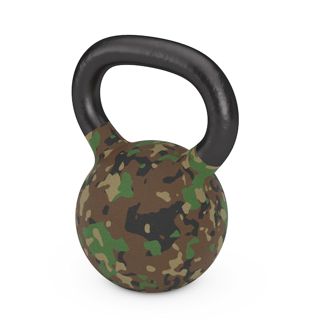 Army Concept Iron Kettlebell in Camouflage Colors 3d Rendering