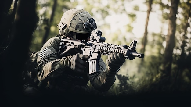 Photo army ranger during the military operation