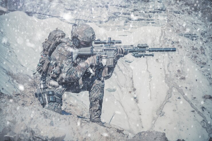 山の中の軍隊のレンジャー