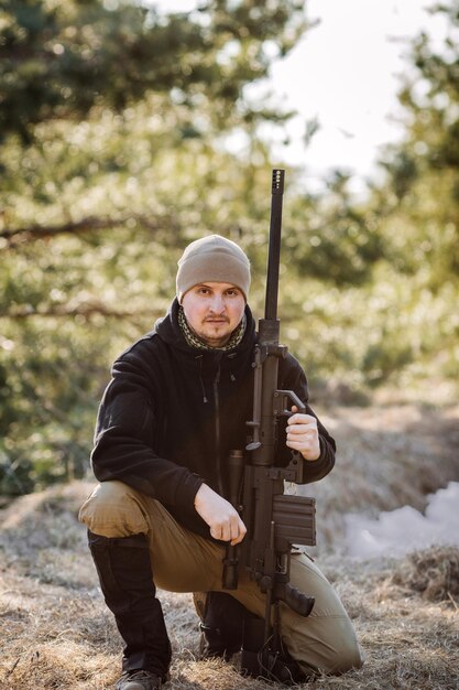 Army sniper during the military operation