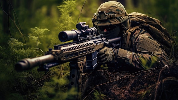 Army Sniper in Position