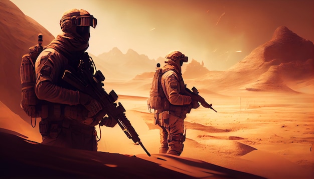 Army soldier in the desert Generative AI