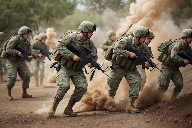 Foto soldati dell'esercito che attaccano