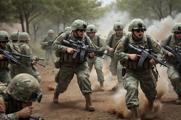 Photo army soldiers attacking