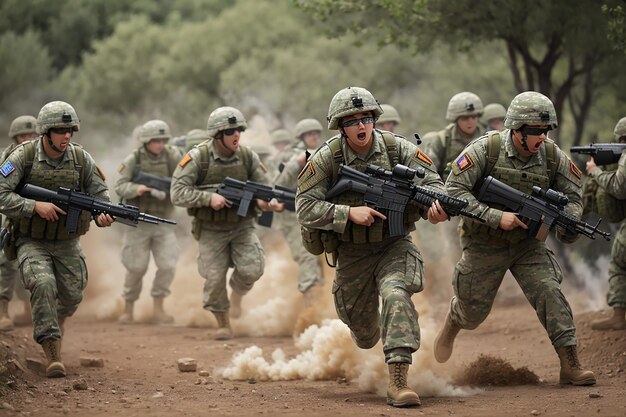 攻撃する陸軍兵士