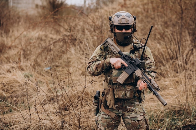 Army soldiers fighting with guns and defending their country