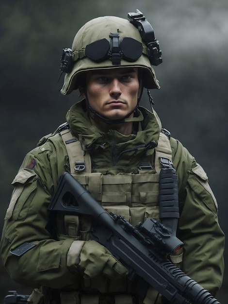 Army solider with USA flag