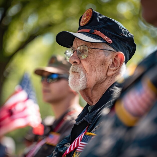 army veteran wearing the camouflage military uniform of the United States Armed Forces ai generated