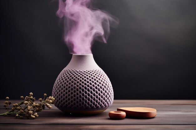 Aroma composition with a modern aroma oil diffuser candles and a knitted element