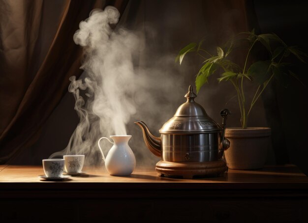 Photo aroma diffuser on table by window