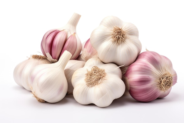 Aroma Elegance A Pile of Garlic Radiates on a White Canvas