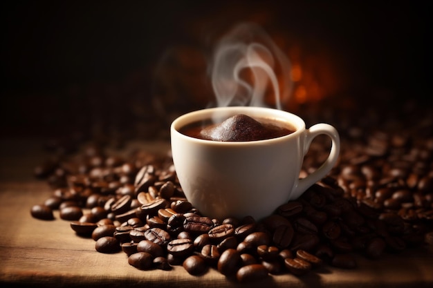 aroma morning espresso mug bean breakfast cafe cup drink brown generative ai