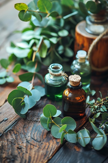 Foto aromatherapie voor het immuunsysteem en luchtzuivering met eucalyptusbladeren