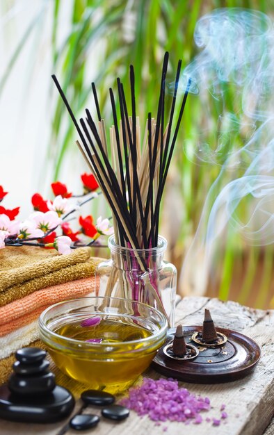 Aromatherapy accessories in spa