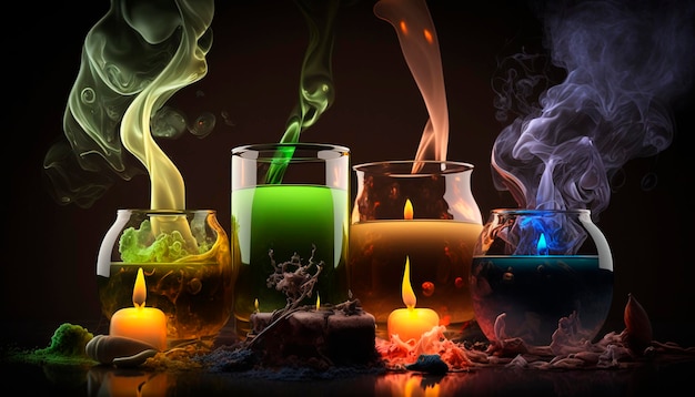 Aromatherapy candles oil smoke Generative AI